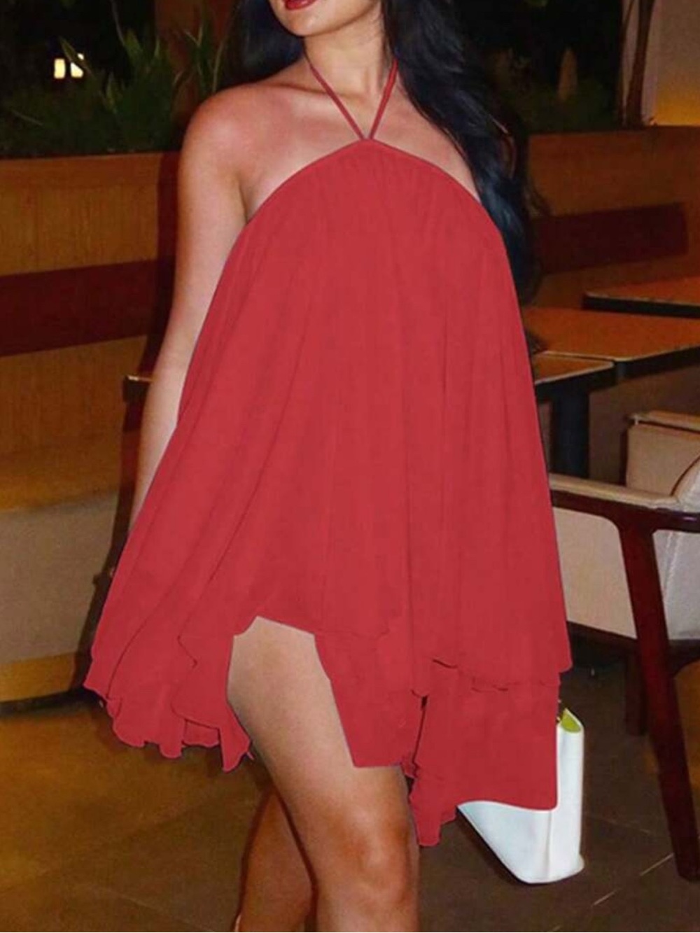 Red Halter Flow Dress